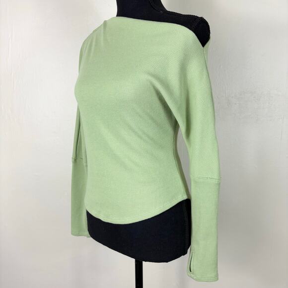 Free People We The Free Off Shoulder Long Sleeve Fuji Thermal Top in Misty Path - Picture 6 of 9